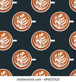  Latte Art. Seamless vector pattern