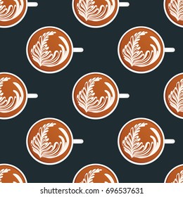  Latte Art. Seamless vector pattern