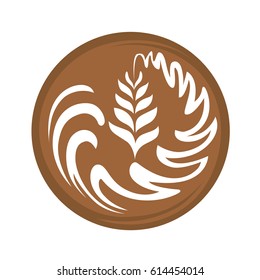 Latte Art Swing Heart Shape Coffee, Design for Logo Symbol Icon