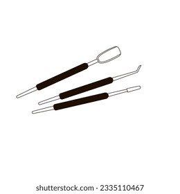 Latte-Art-Tools, Schwarz-Weiß-Vektorgrafik
