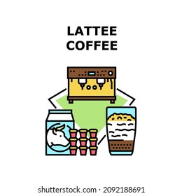 Latte coffee cup. Overhead cafe. Top view coffee mug. Latte foam. Heat energy drink vector concept color illustration