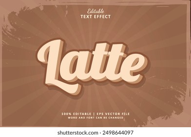Latte Coffee editable text effect 3d style vintage template suit for logo and business brand about drink
