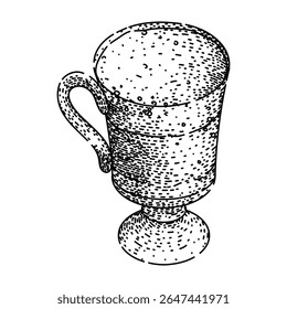 latte coffee glass hand drawn. brew roast, beans aroma, flavor barista latte coffee glass vector sketch. isolated black illustration