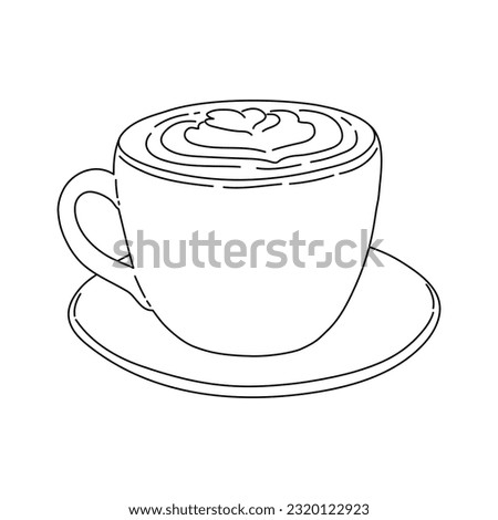 Latte coffee in hand drawn concept for decoration. Vector illustration.