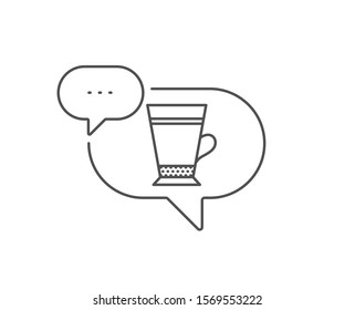 Latte coffee icon. Chat bubble design. Hot drink sign. Beverage symbol. Outline concept. Thin line latte icon. Vector