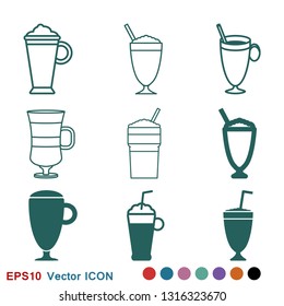 Latte coffee icon. logo, illustration, vector sign symbol for design