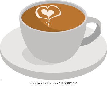 Latte coffee, illustration, vector on white background