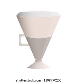 Latte coffee layered, glass cup with a handle milk froth hat