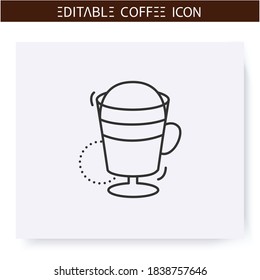 Latte coffee line icon.Type of coffee drink. Espresso and a large amount of steamed milk. Coffeehouse menu. Different caffeine drinks receipts concept. Isolated vector illustration. Editable stroke  svg