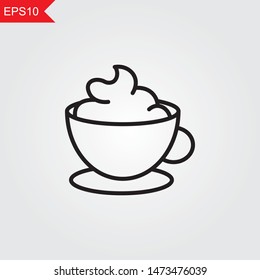 Latte coffee line thin icon on grey background. Vector illustration eps10.