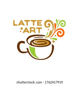 Latte Coffee Logo Art Vector Illustration
