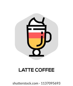 Latte Coffee Vector Flat Line Icon. Vector Concept For Web Graphics.