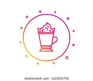 Latte coffee with Whipped cream icon. Hot drink sign. Beverage symbol. Gradient pattern line button. Latte coffee icon design. Geometric shapes. Vector