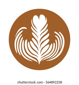 Latte / espresso art of a rosette leaf flat color vector icon for coffee apps and websites