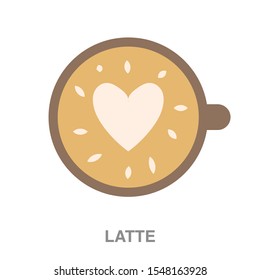 Latte flat icon on white transparent background. You can be used latte icon for several purposes.