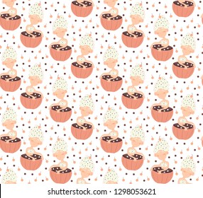 Latte girl pattern. Flat illustration of pumpkin latte vector pattern for web.