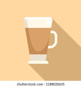 Latte glass icon flat vector. Cafe cup. Cream mug