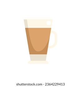 Latte glass icon flat vector. Cafe cup. Cream mug isolated