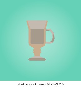 Latte glass symbol polygon flat icon on background