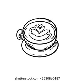 Latte Hand-Drawn Food Vector Icon