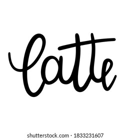 Latte handgeschriebene Pinselkalligraphie einzeln auf weißem Hintergrund, Vektorgrafik. Handgeschriebenes Schriftzeichen-Design-Element.