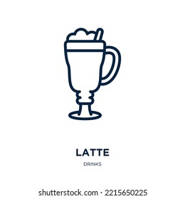 latte icon from drinks collection. Thin linear latte, mocha, tea outline icon isolated on white background. Line vector latte sign, symbol for web and mobile