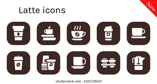 latte icon set. 10 filled latte icons.  Collection Of - Coffee, Coffee cup, Paper cup, Cup, French press