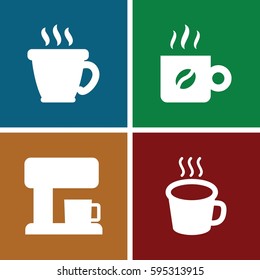 latte icons set. Set of 4 latte filled icons such as coffee, cup