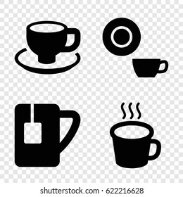 Latte icons set. set of 4 latte filled icons such as dish, coffee cup, tea cup