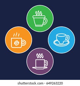 Latte icons set. set of 4 latte outline icons such as coffee, coffee cup