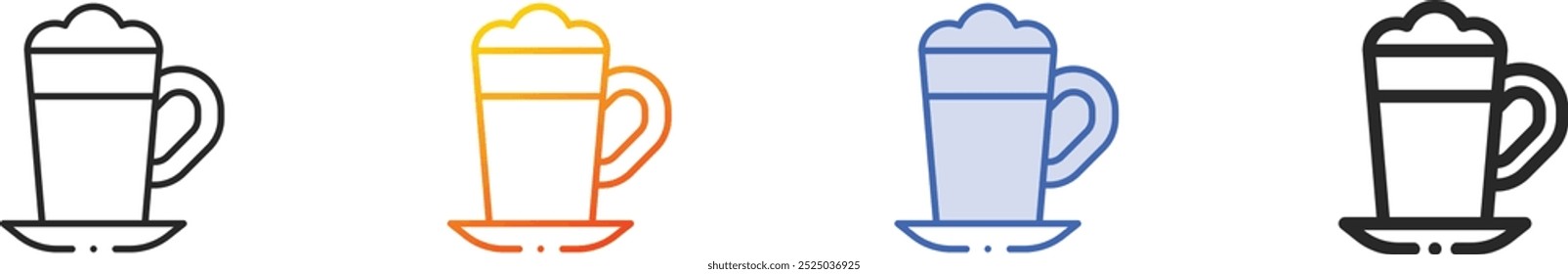 latte icon.Thin Linear, Gradient, Blue Stroke and bold Style Design Isolated On White Background