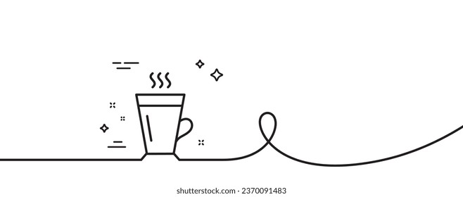 Latte line icon. Continuous one line with curl. Hot Coffee or Tea sign. Fresh beverage symbol. Latte single outline ribbon. Loop curve pattern. Vector