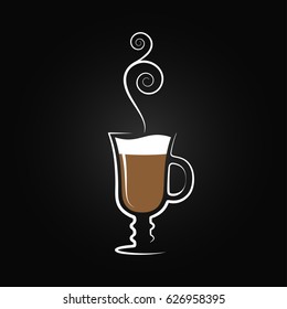 Latte logo. Coffee cup design background