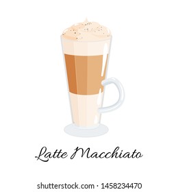 Latte Macchiato coffee glass. Vector illustration. 