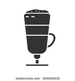 Latte macchiato glyph icon. Coffee. Silhouette symbol. Negative space. Vector isolated illustration