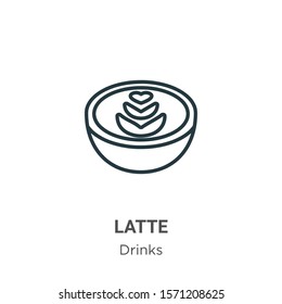 Latte outline vector icon. Thin line black latte icon, flat vector simple element illustration from editable drinks concept isolated on white background