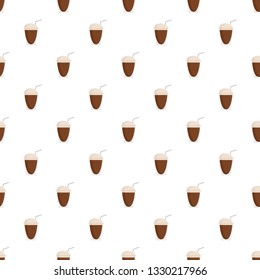 Latte plastic cup pattern seamless vector repeat for any web design