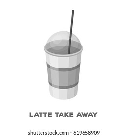 Latte for take-away.Different types of coffee single icon in monochrome style vector symbol stock illustration web.