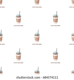 Latte for take-away.Different types of coffee single icon in cartoon style vector symbol stock illustration web.