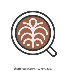 Latte vector, coffee related filled design editable stroke icon