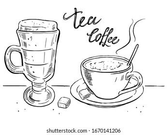 

Vektorillustration zur Teekocher- und Teemaschine