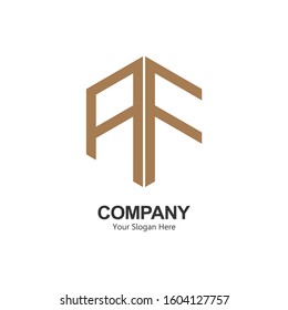 The latter AF logo. Designs a combination of letters a and f into one unique and simple symbol, with a hexagon shape. Gold texture. For corporate brands and graphic design. Modern logo template, vecto