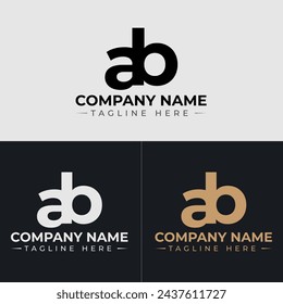 LATTER A AND B LOGO TEMPLATE VECTOR. BLACK AND WHITE BACKGROUND 1