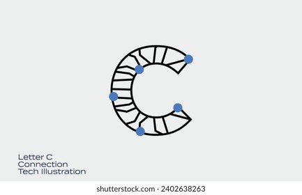 última conexión futurista C adecuada para logotipos de tecnología