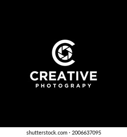 latter c photograpy camera logo design vector illustration