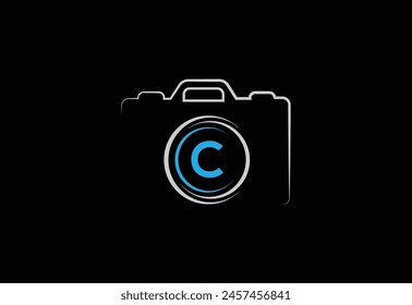 latter C photograpy camera logo design vector illustration