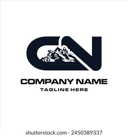 Latter CN mountain bike logo vector symbol, design inspiration.