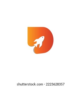 latter D logo rocket illustration color design vector
