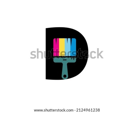 Latter D paint logo concept. Home Building Decoration Icon Graphic. Digital Painting Proffesional Vector.