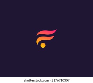 Símbolo de monograma abstracto de la plantilla de vectores del logotipo F de lata